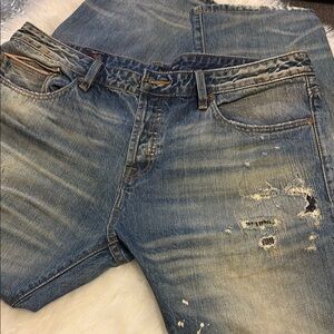 Cult of Individuality Blue Relaxed Jeans with Distressed Details